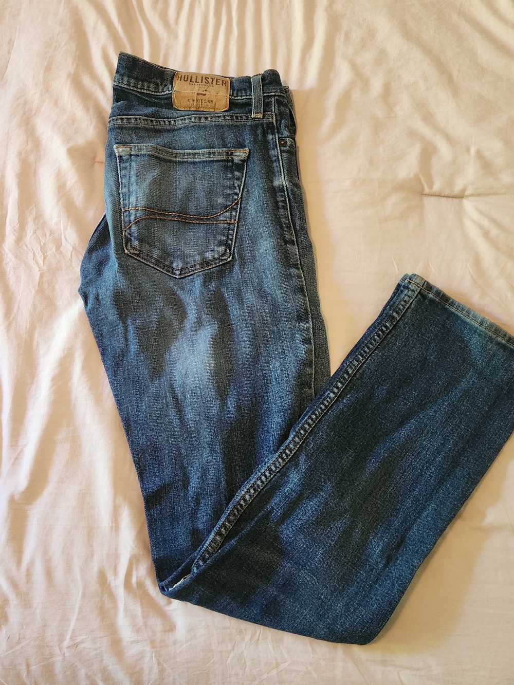 Hollister Distressed Light-Mid Blue Denim Jeans